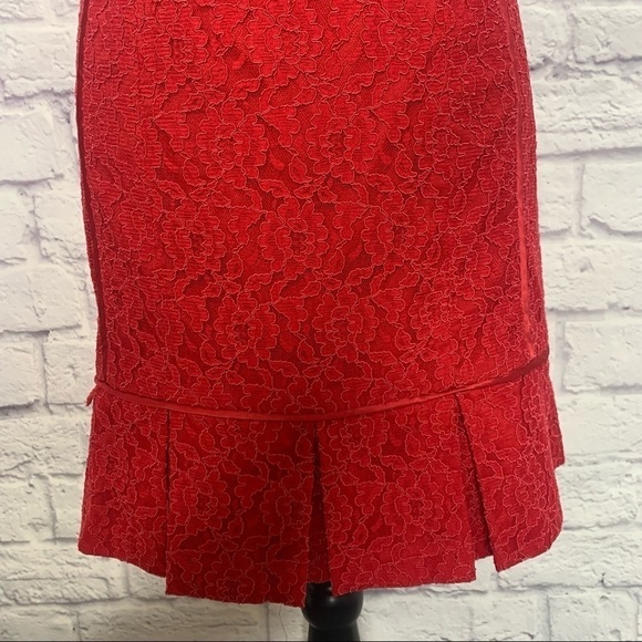 Aidan Mattox Red Lace Strapless Ruffle Hem Mini Dress - Picture 5 of 14